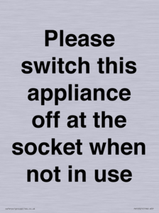 Please switch this appliance off at the socket when not in use